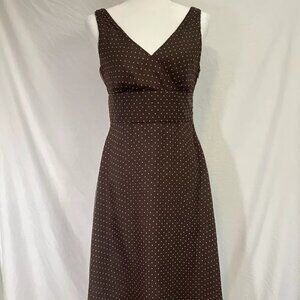 J Crew Sophia Brown Polka Dot Silk Sleeveless Dress Size 6